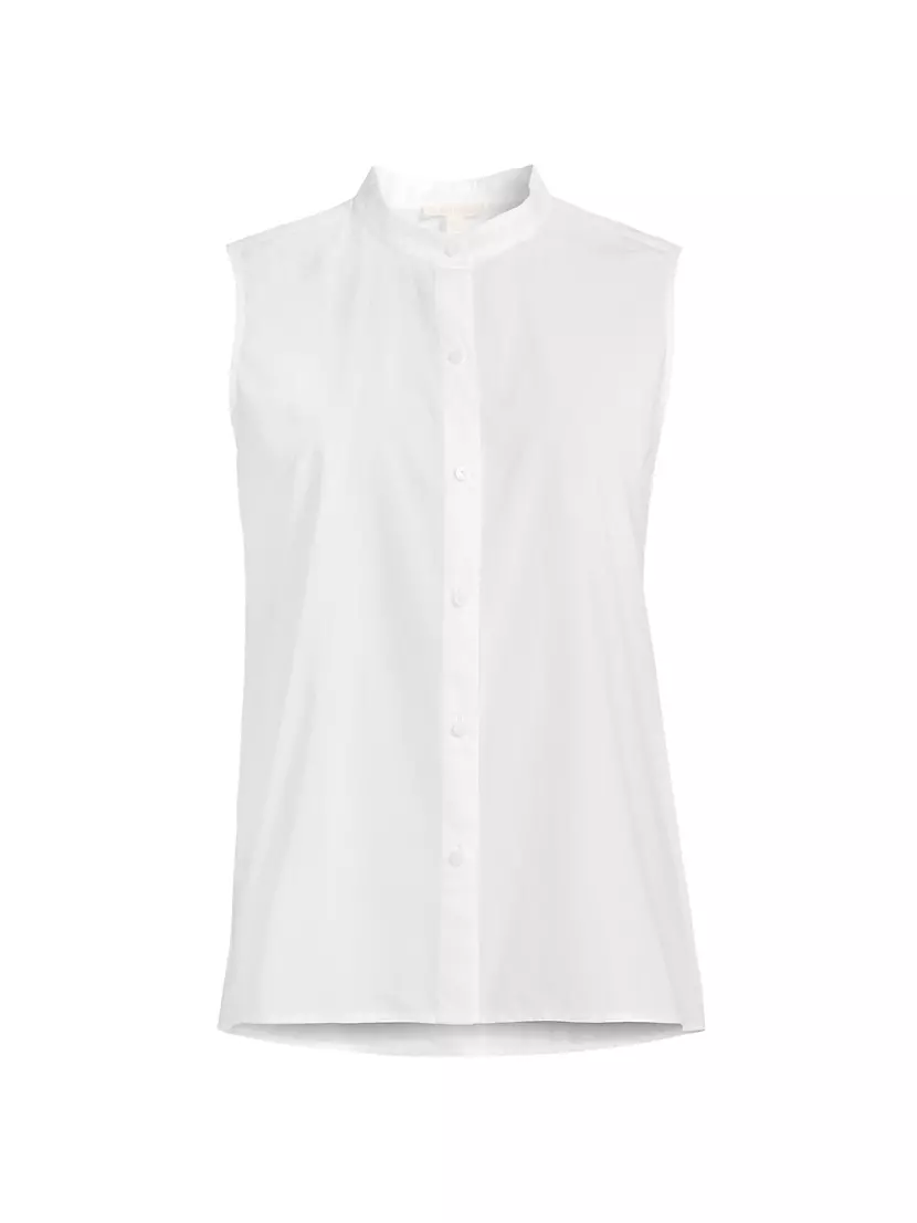 Женская Повседневная рубашка Eileen Fisher Cotton Band-Collar Sleeveless Top Eileen Fisher