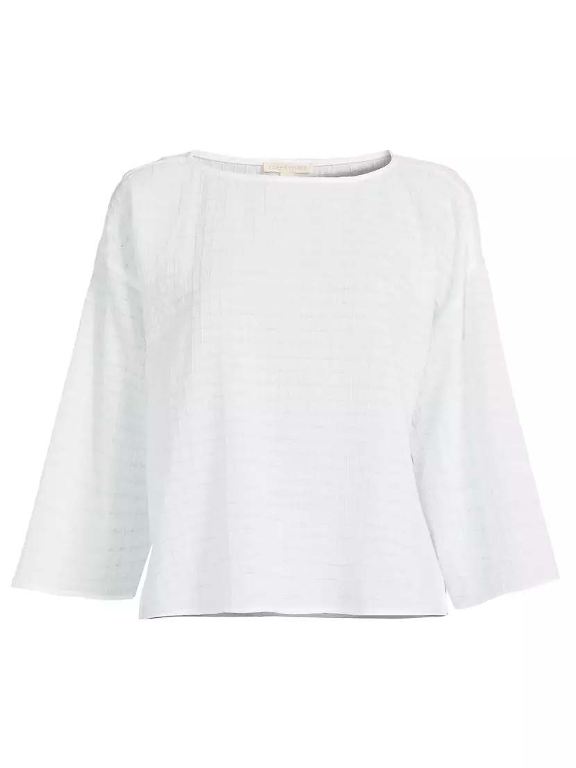 Женская Блузка Eileen Fisher Checkered Cotton Bateau Top Eileen Fisher