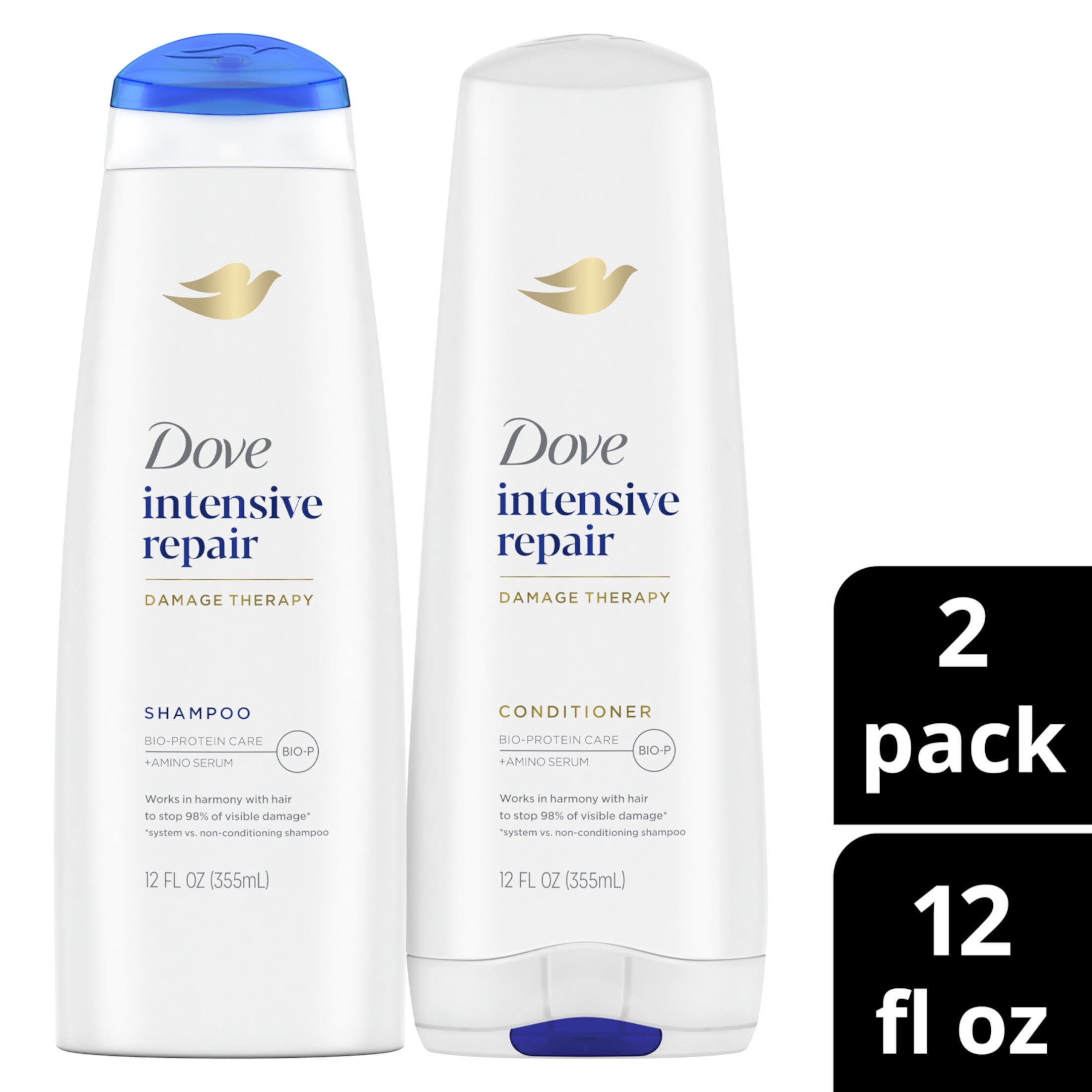 (4 pack) Dove Intensive Repair Nourishing Shampoo and Conditioner Set All Hair, 12 oz 2 Count Dove