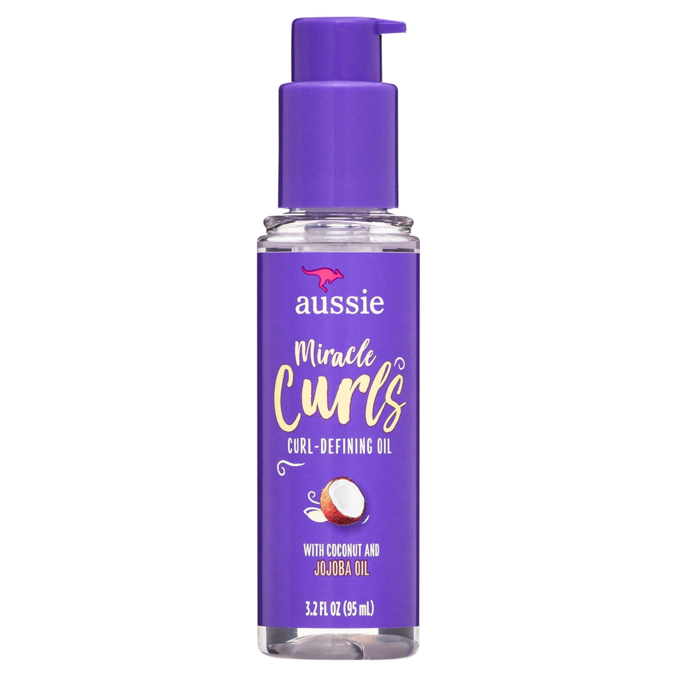 Aussie Miracle Curls Aceite Definidor de Rizos de Coco para Cabello Rizado, 3,2 fl oz Aussie