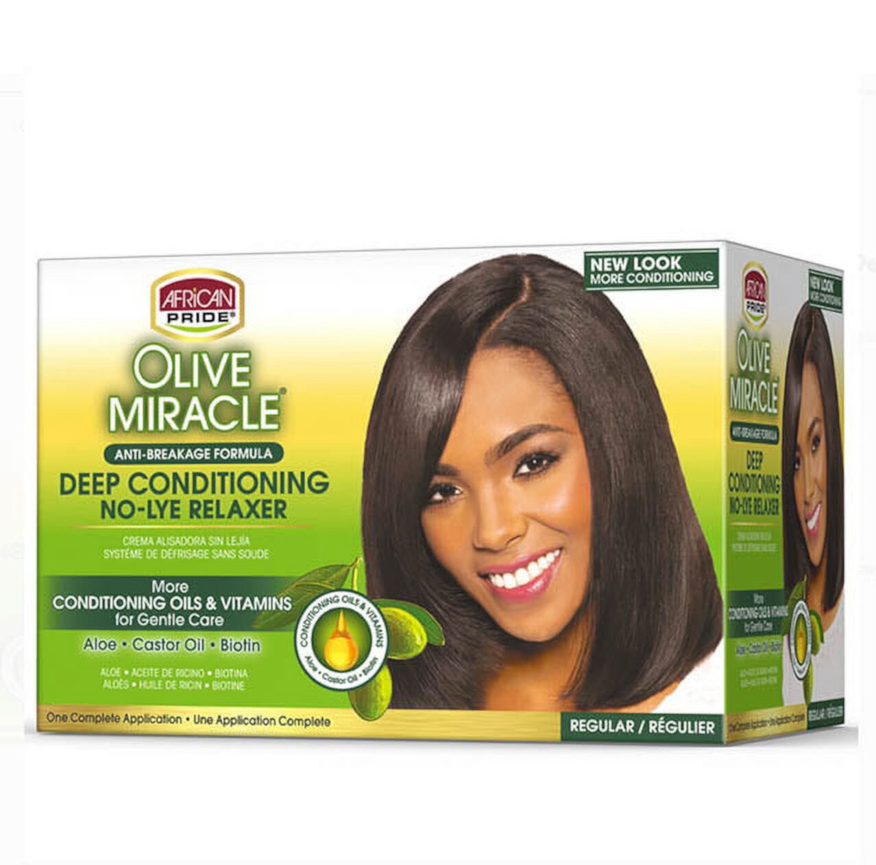 African Pride Olive Miracle Regular Deep Conditioning Anti-Breakage No-Lye Relaxer, Curly, Coiled, Adult African Pride