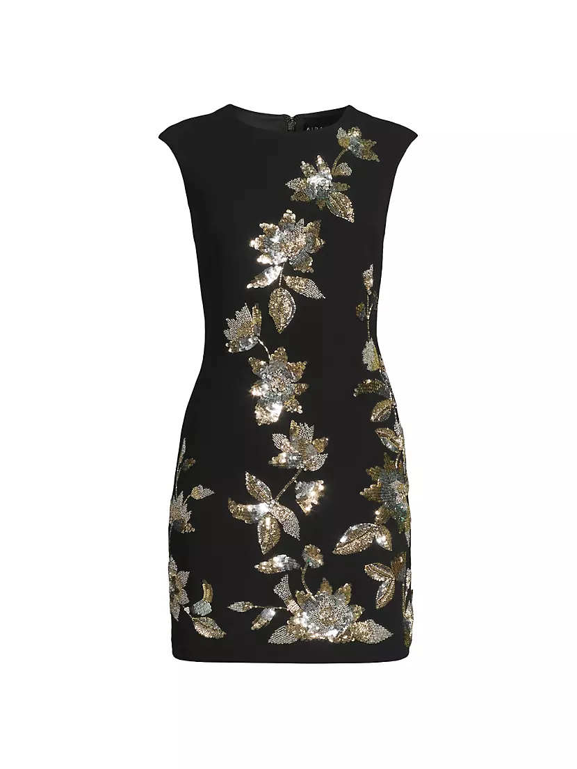 Женское Вечернее платье Aidan Mattox Floral Beaded Crepe Aidan Mattox