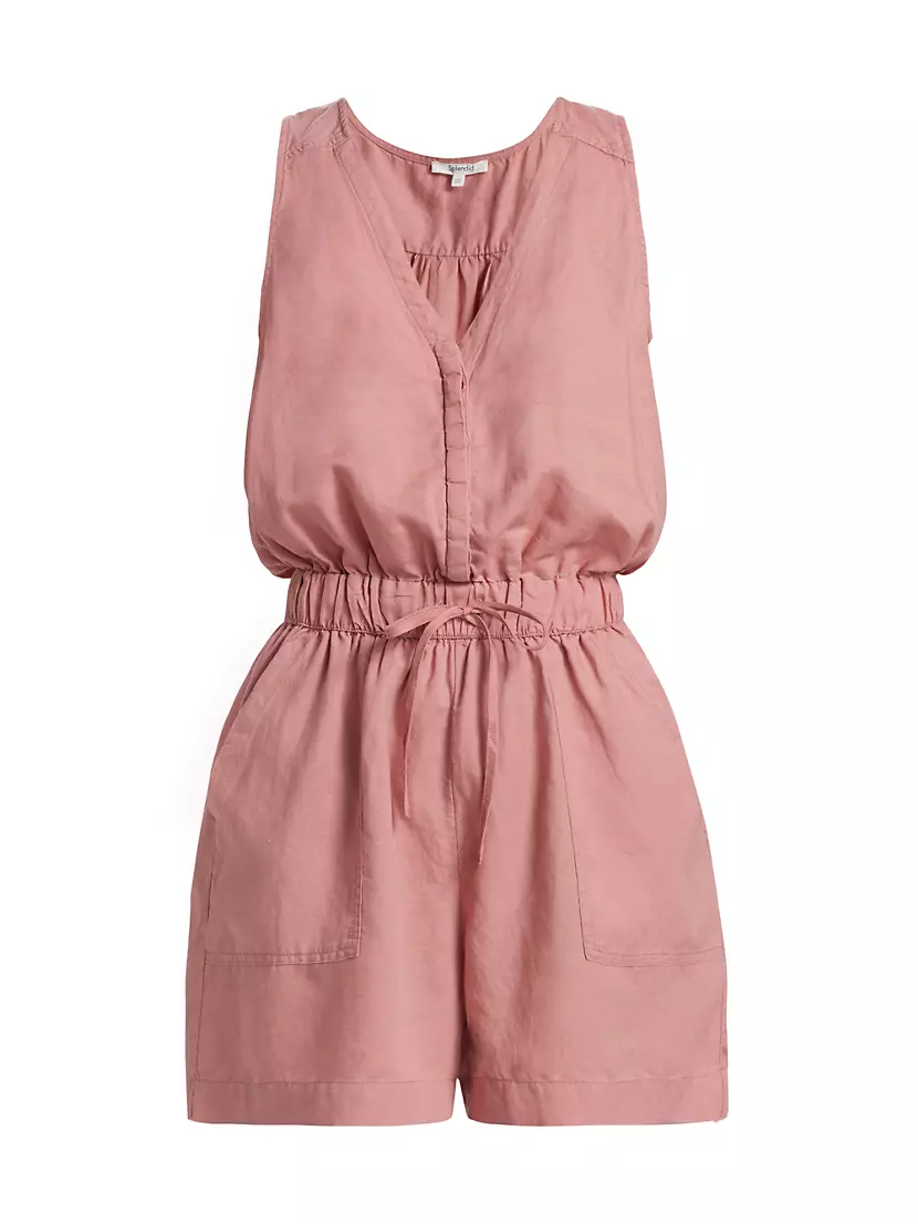 Linen-Blend Drawstring Romper Splendid