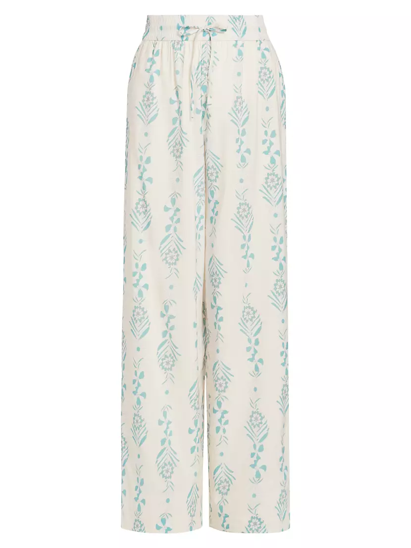 Floral Drawstring Wide-Leg Pants Splendid