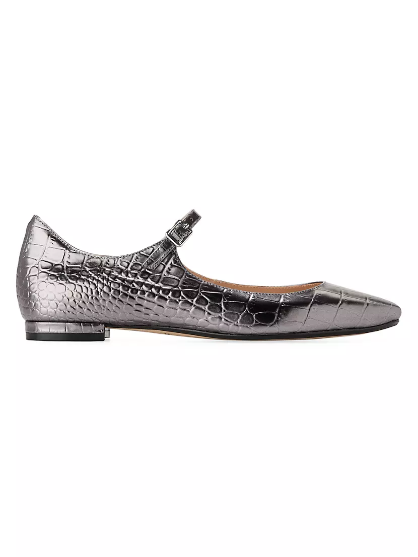 Bridge Embossed Leather Mary Jane Ballet Flats Cole Haan