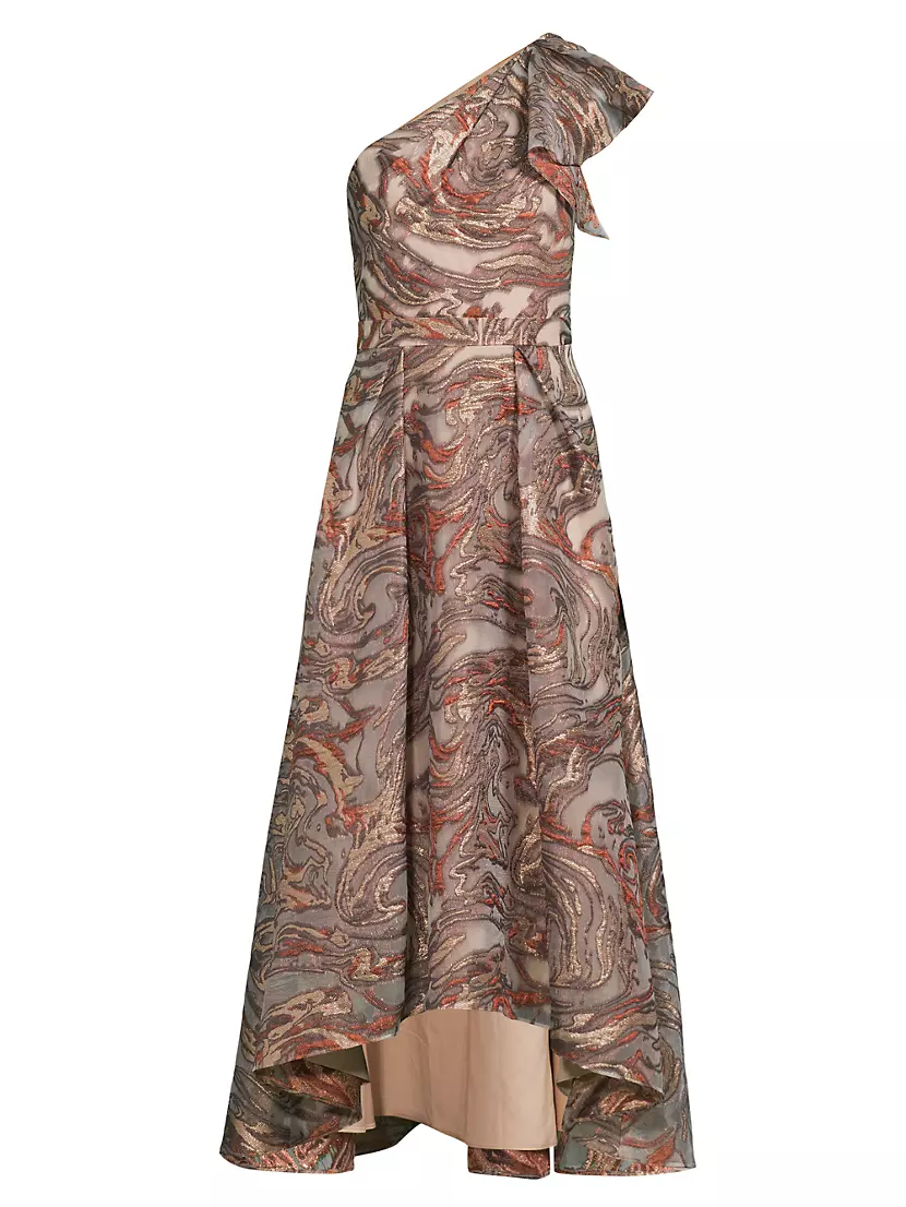 Женское Вечернее Платье Aidan Mattox Jacquard One-Shoulder Maxi Dress Aidan Mattox