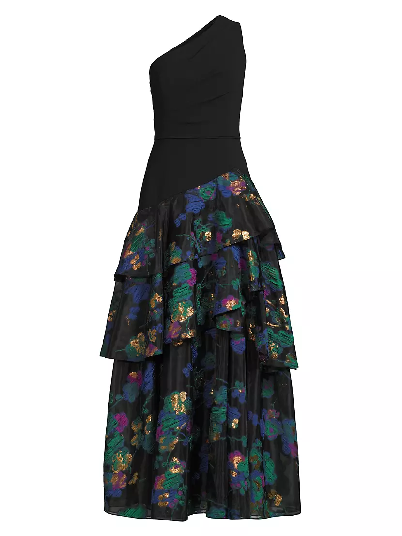 Женское Вечернее платье Aidan Mattox Floral One-Shoulder Aidan Mattox