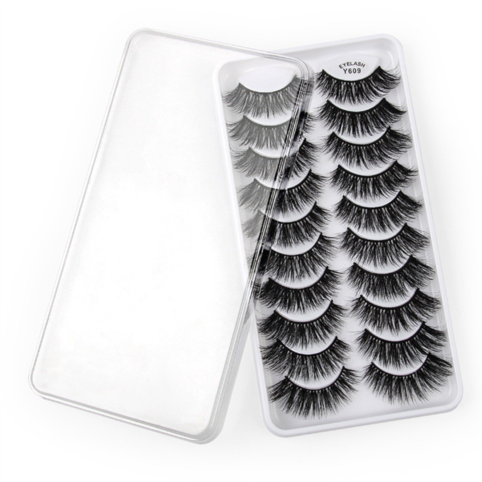 False Eyelashes Lashes Pack 10 Pairs 8D Dramatic Eyelashes Wispy Eye Style Volume Eye Lashes Multipack Book 20mm Half Lashes Short Wispy Eyelashes Sumllary