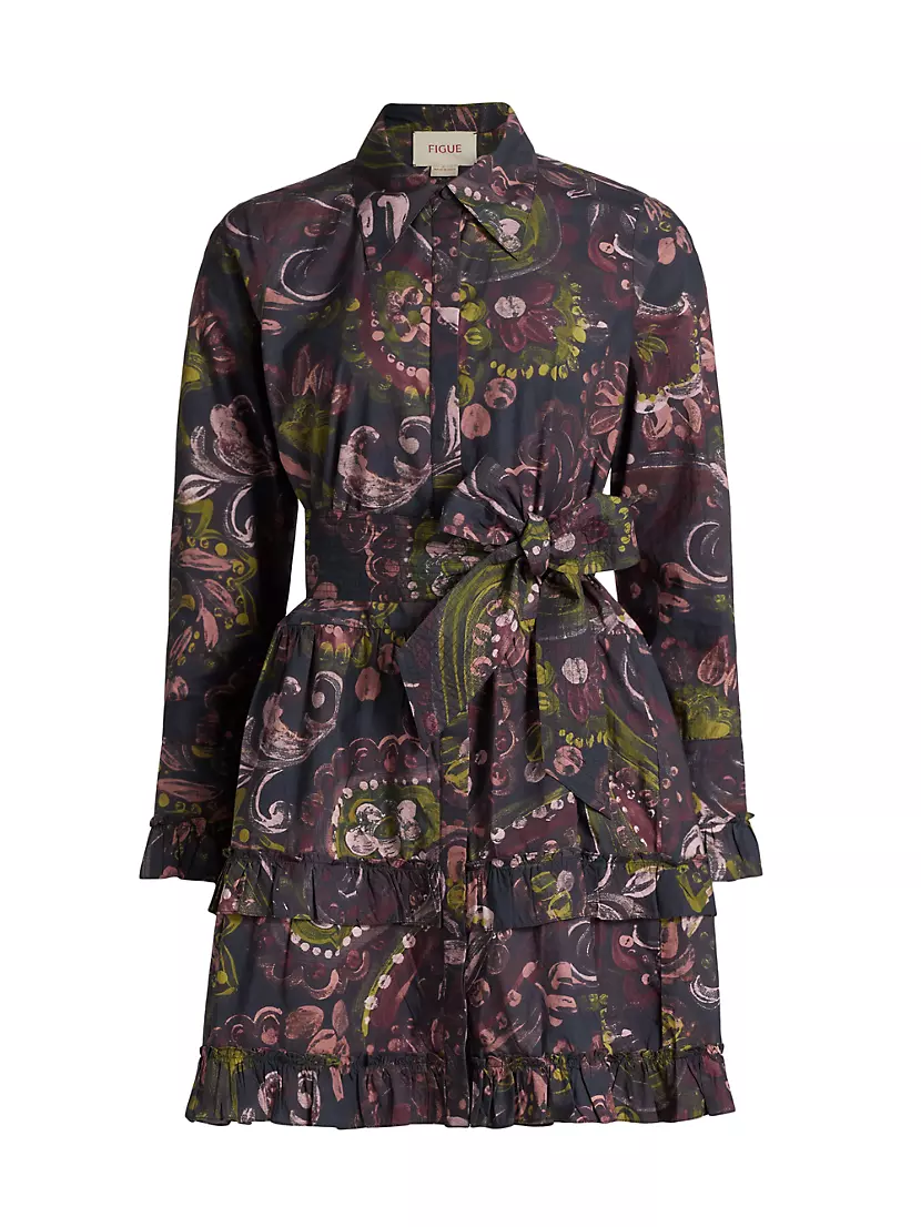 Женское Повседневное платье Figue Cami Floral Cotton Tie-Waist Shirtdress Figue