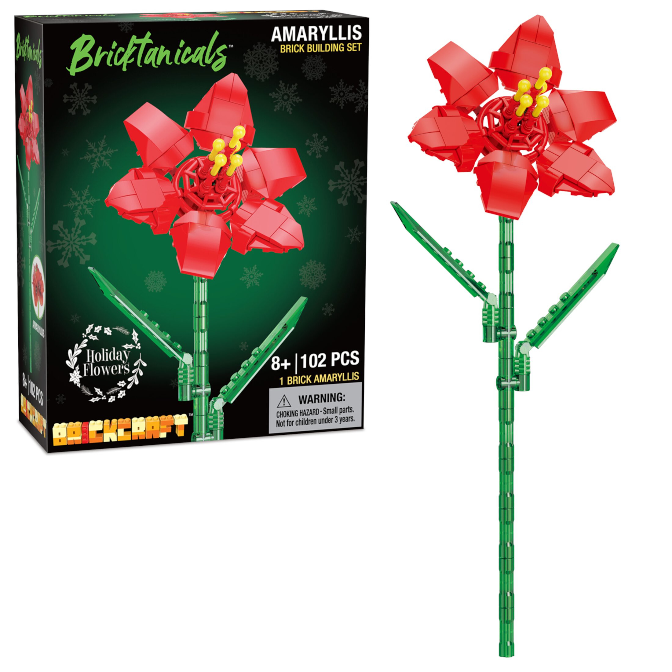 Brickcraft Bricktanicals Amaryllis Brick Building Kit (102-Plastic Piece Set), DIY Building Kit, Christmas Décor, Holiday Gift Idea for Flower Lovers Brickcraft