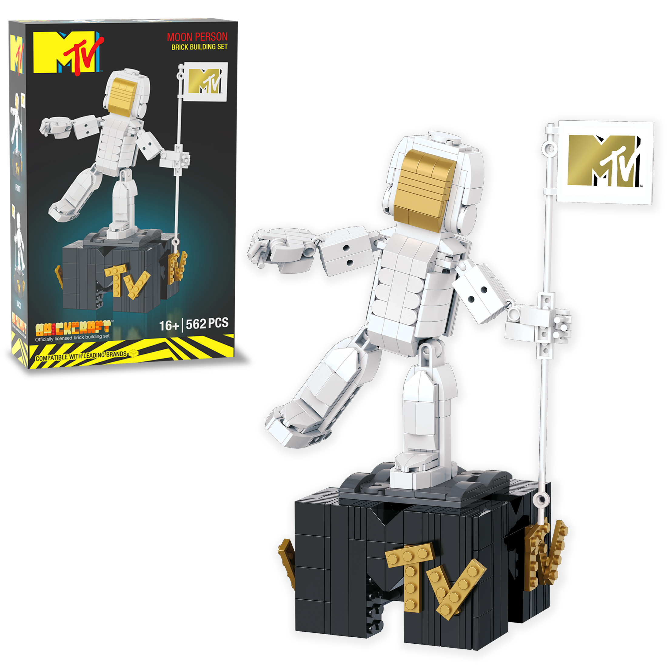 Brickcraft MTV Moon Person Brick Building Kit (562-Piece Set), Music Award Tribute, Nostalgic Home Décor Display, Creative Building Toy, Unique Collectible Gift Idea Brickcraft