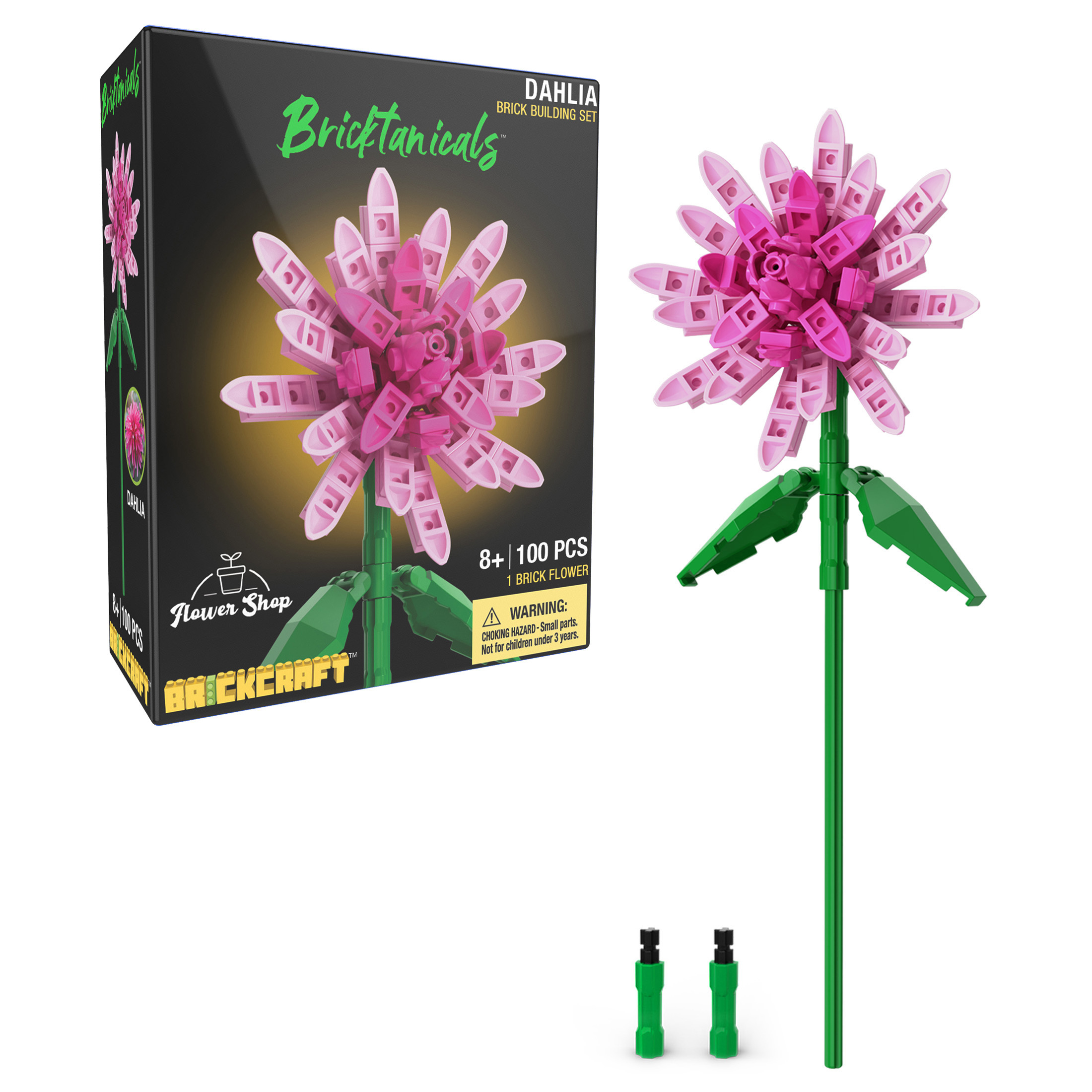 Brickcraft Bricktanicals Dahlia Building Kit (100-Piece Set), Artficial Flower Craft, Gift For Him and Her Brickcraft