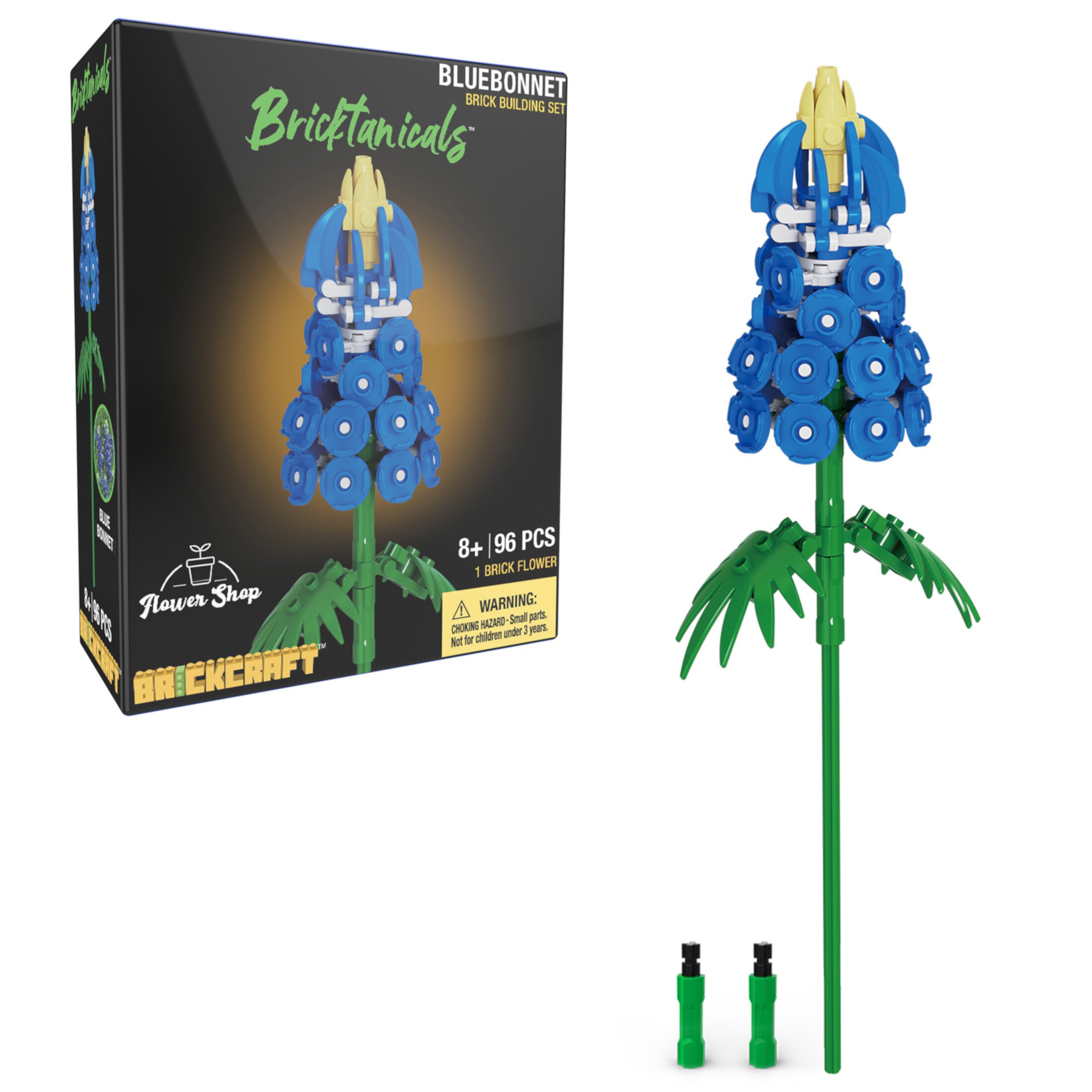 Brickcraft Bricktanicals Bluebonnet Building Kit (96-Piece Set), Artficial Flower Craft, Gift For Him and Her Brickcraft