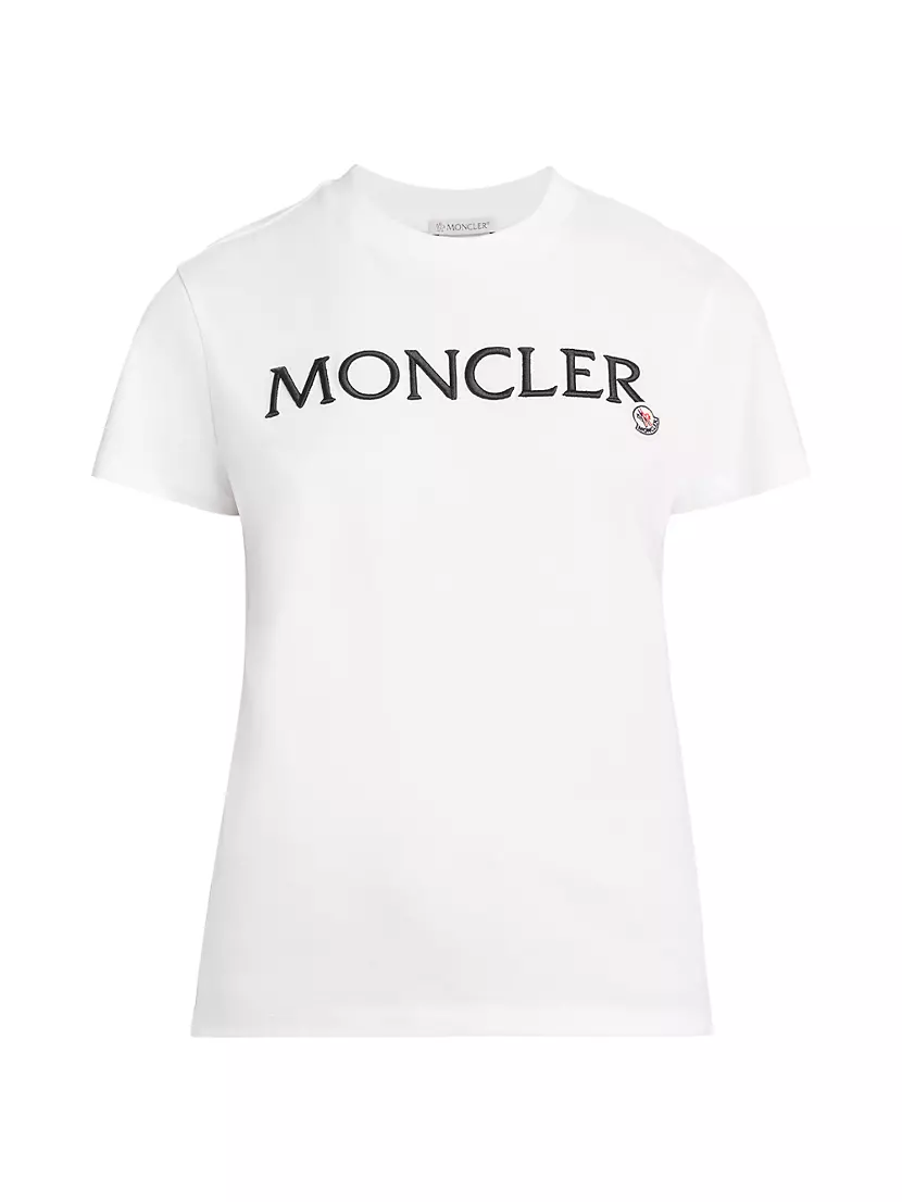 Хлопковая футболка Moncler с коротким рукавом и вышитым логотипом Moncler