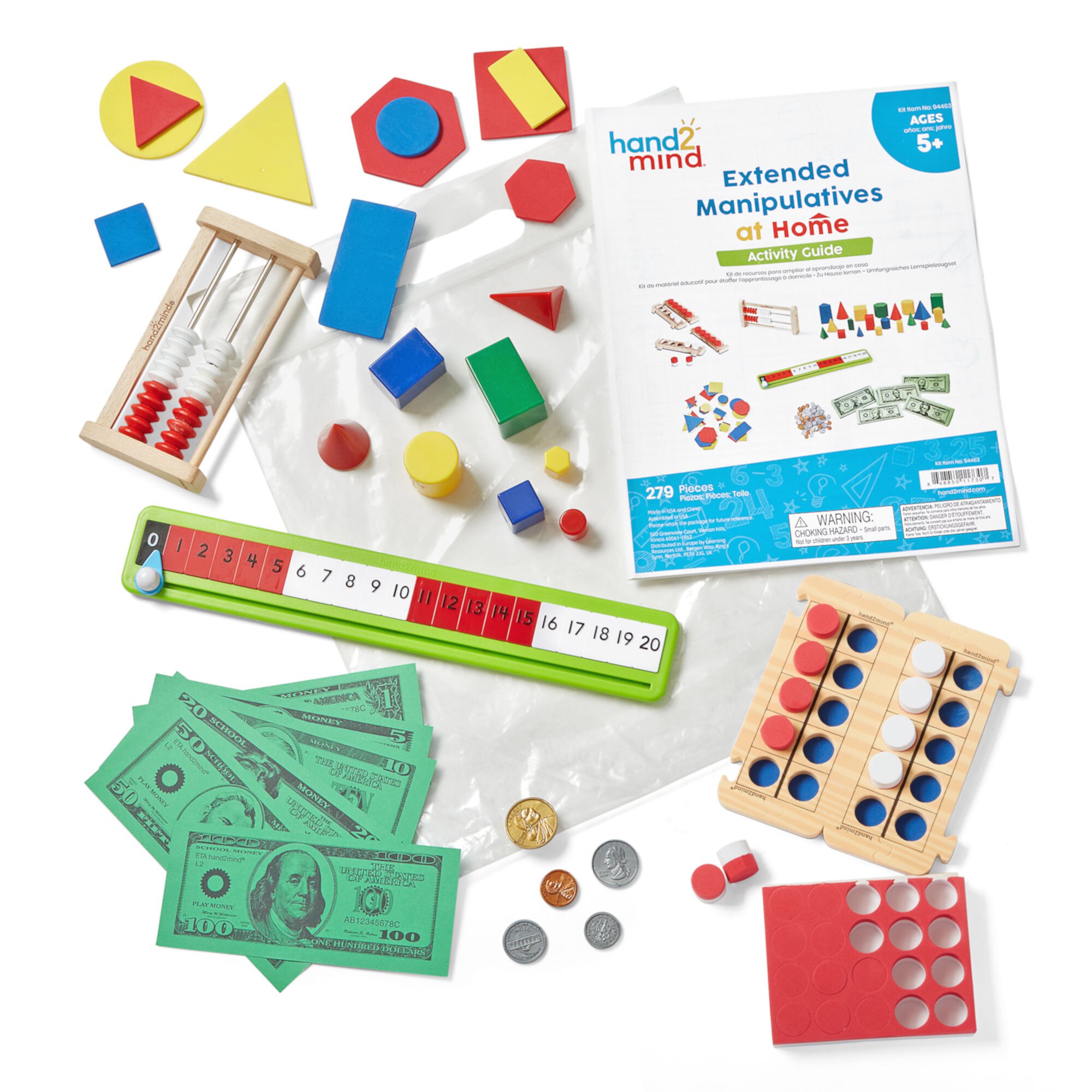 hand2mind Manipulativos Extendidos en Casa Kit para Mayores de 5 Años, Matemáticas y Suministros de Conteo Hand2mind