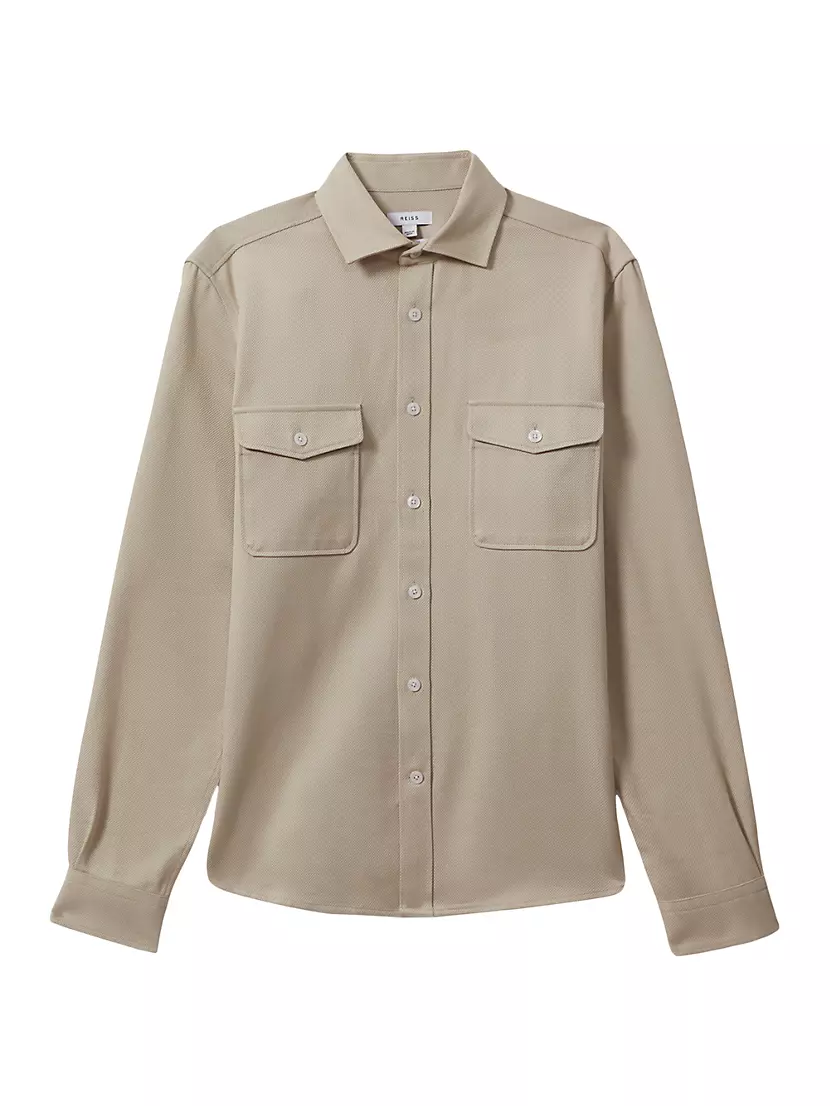 Мужская Повседневная куртка REISS Arlo Woven Button-Up Overshirt Reiss