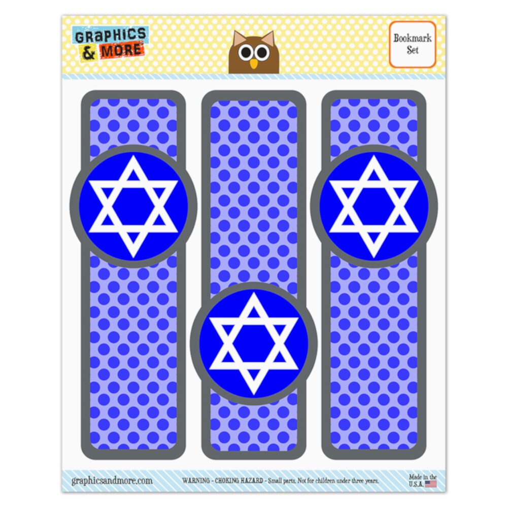 Star of David Shield Marcapáginas Blancos Laminados Brillantes - Juego de 3 Graphics and More