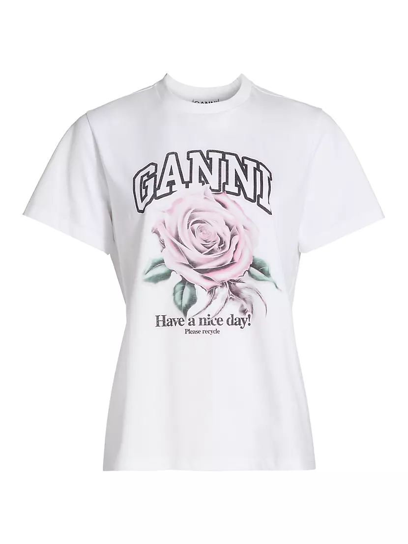 Женская Футболка GANNI Logo Cotton GANNI