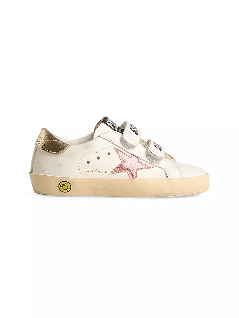 Кожаные кроссовки GOLDEN GOOSE Old School с блестящей звездой и резиновой подошвой Golden Goose