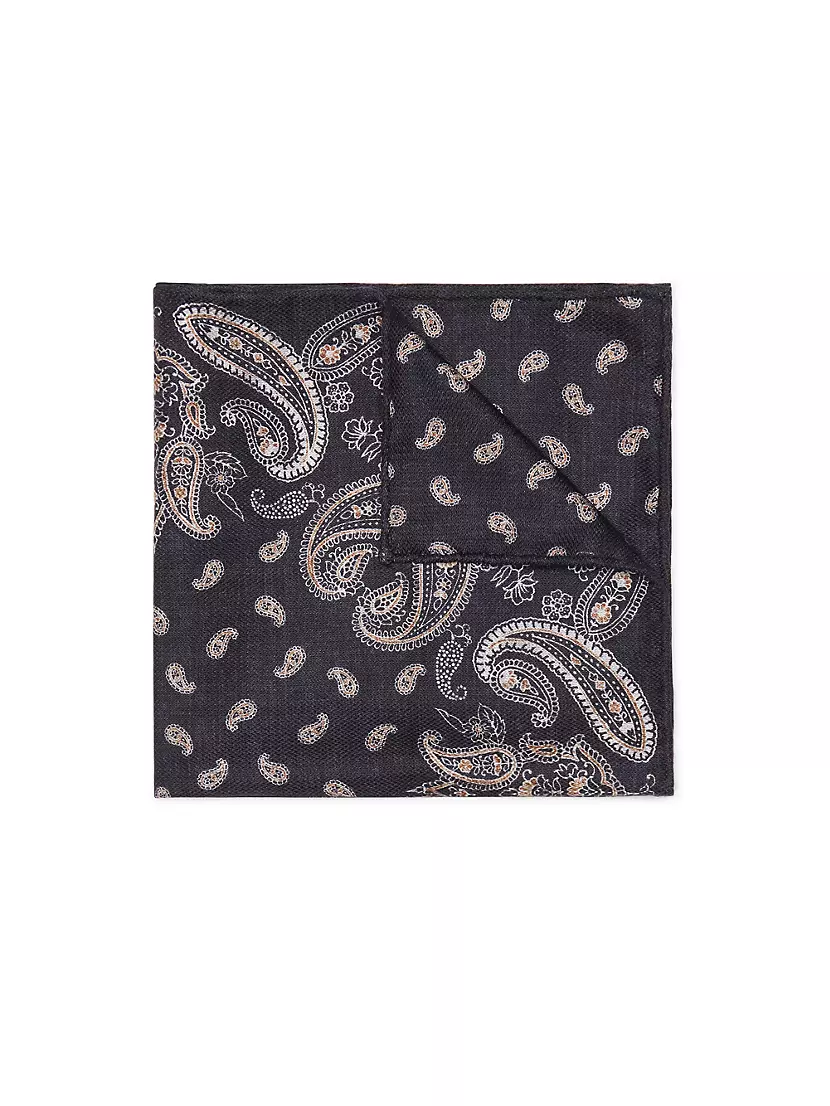 Шелковый платок с узором paisley, размеры 35 см x 35 см, 100% шелк Brunello Cucinelli