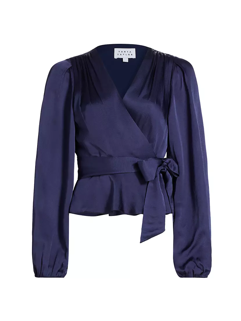 Blaire Satin Wrap Top Tanya Taylor