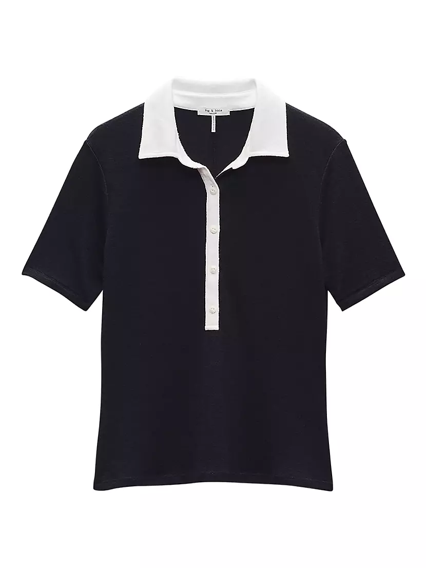 Женская Повседневная рубашка Rag & Bone Knit Button Short-Sleeve Polo Shirt Rag & Bone