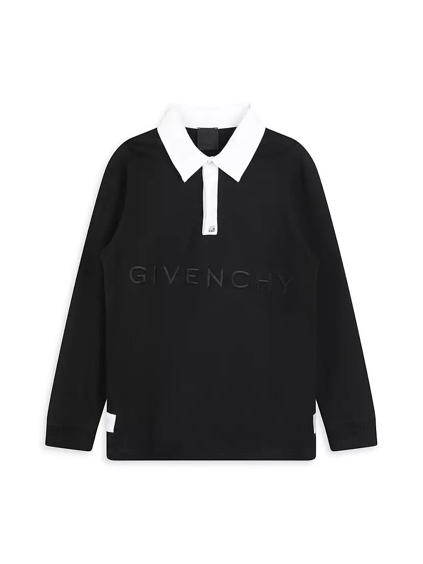 Мальчикова Поло рубашка Givenchy с вышитым логотипом и длинными рукавами Givenchy