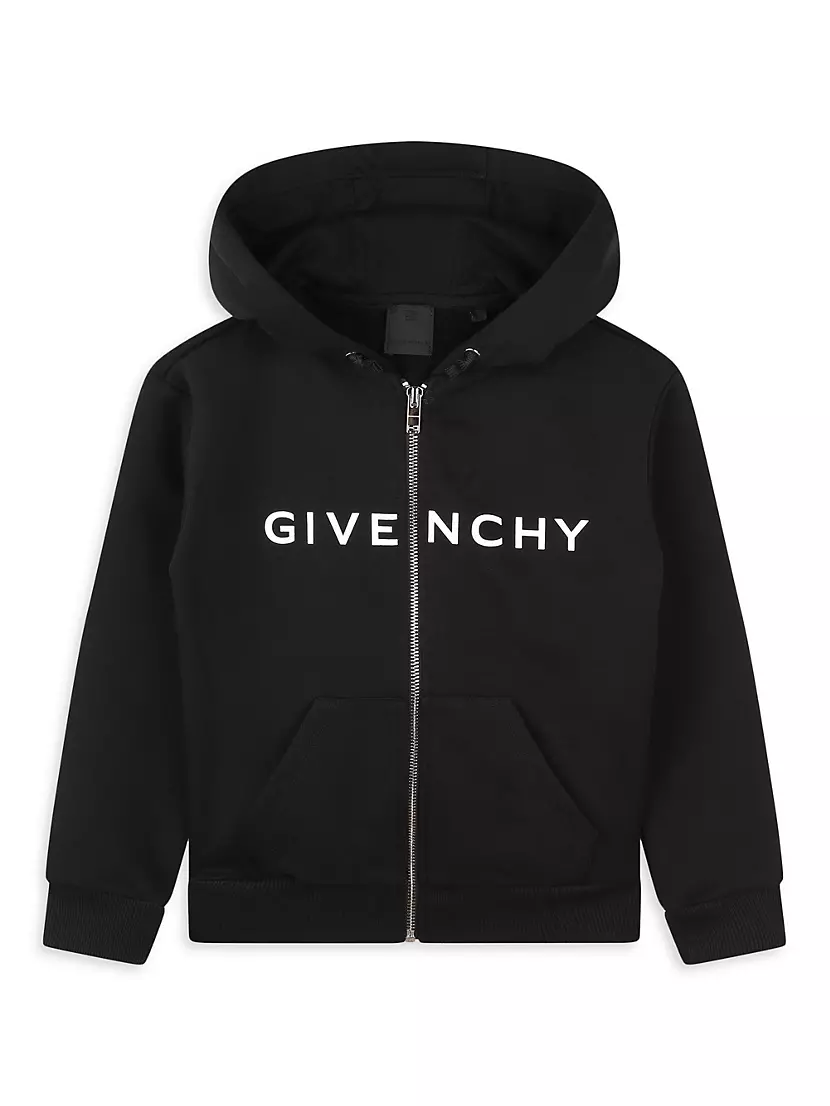 Детская худи Givenchy с логотипом и капюшоном из смеси хлопка на молнии Givenchy