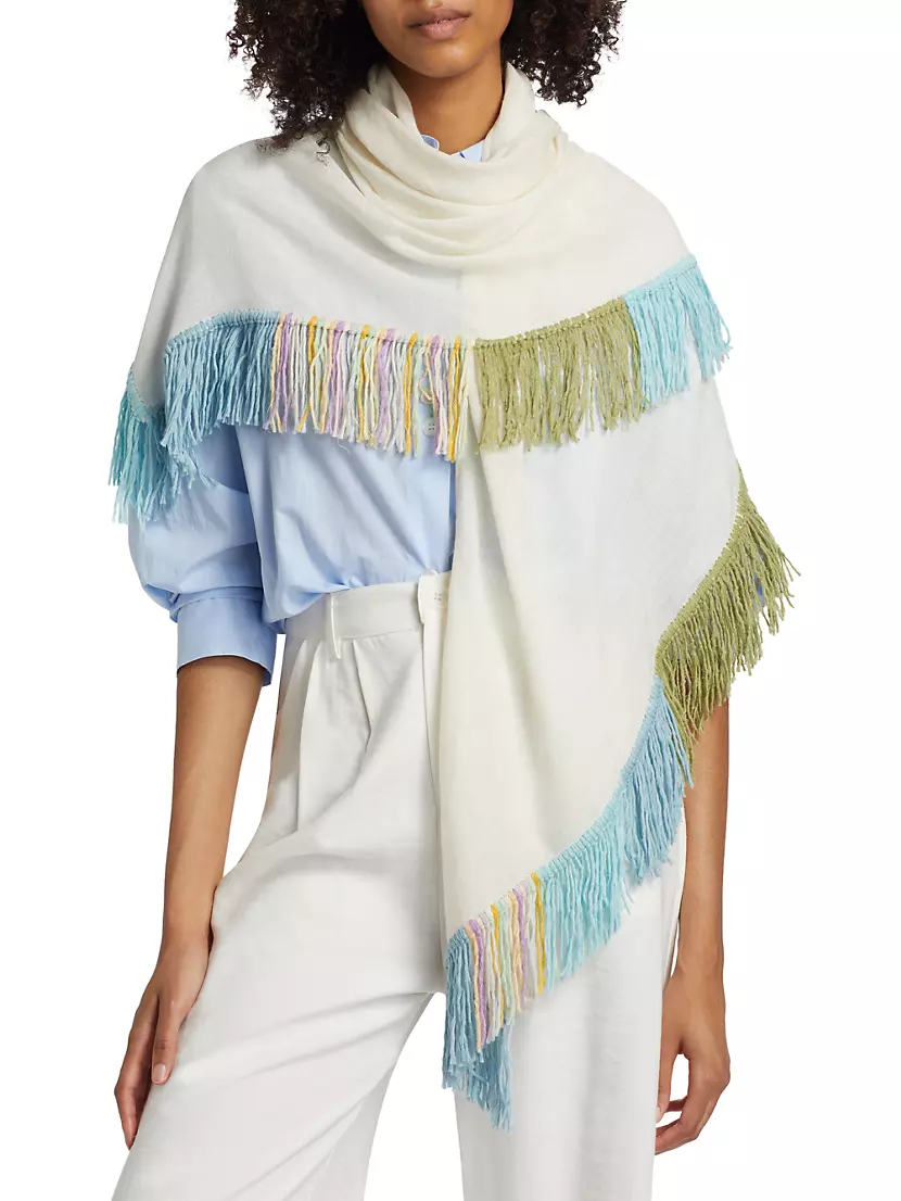 Cabana Cashmere-Linen Fringe Scarf Jane Carr