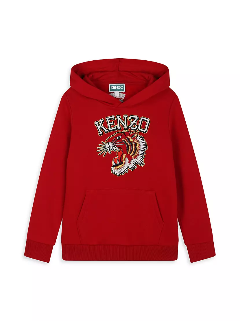 Хлопковое худи KENZO для мальчиков с тигром в спортивном стиле, длинные рукава Kenzo