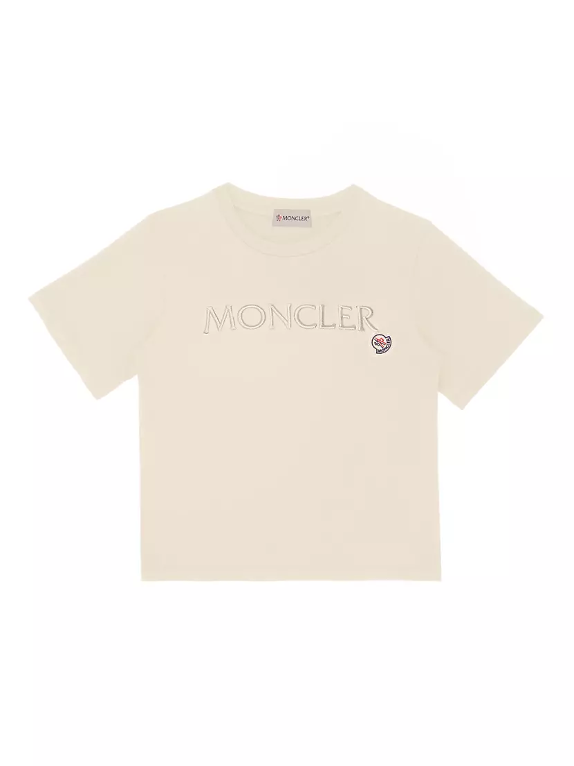 Футболка с вышитым логотипом Moncler для девочек, 100% хлопок Moncler