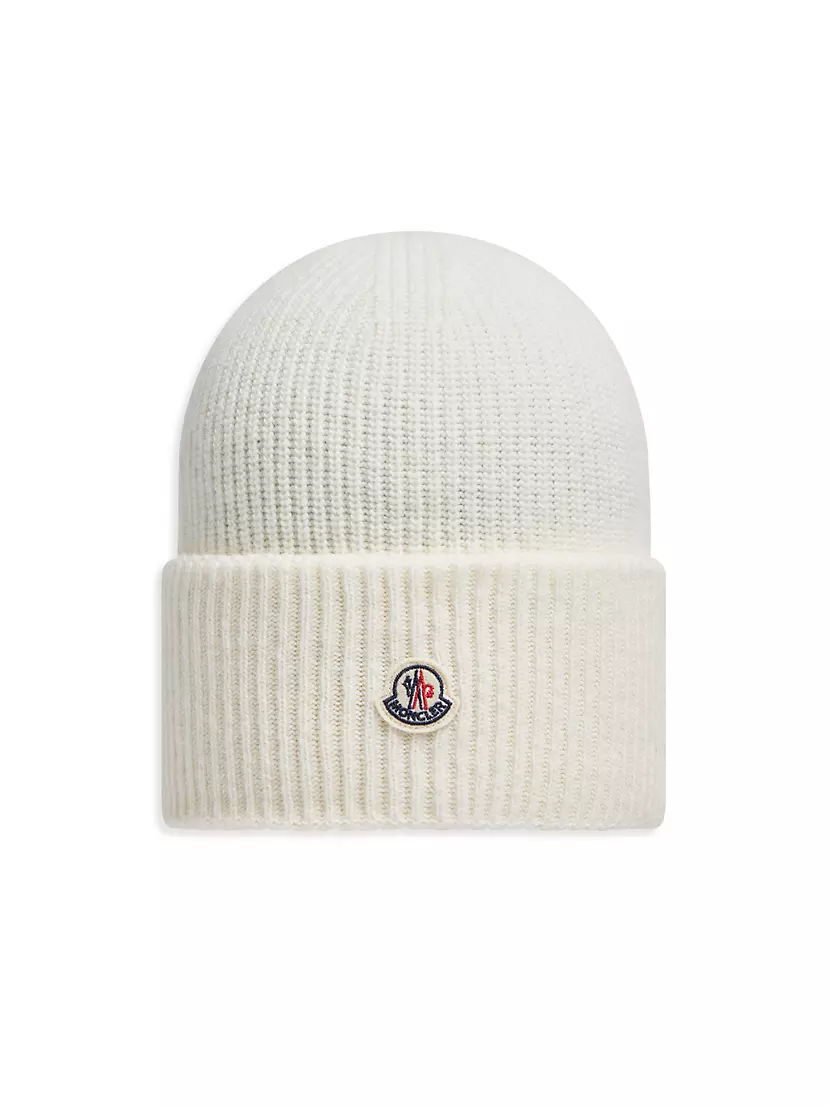 Шапка бини Moncler Wool Ribbed Knit Logo Patch Moncler