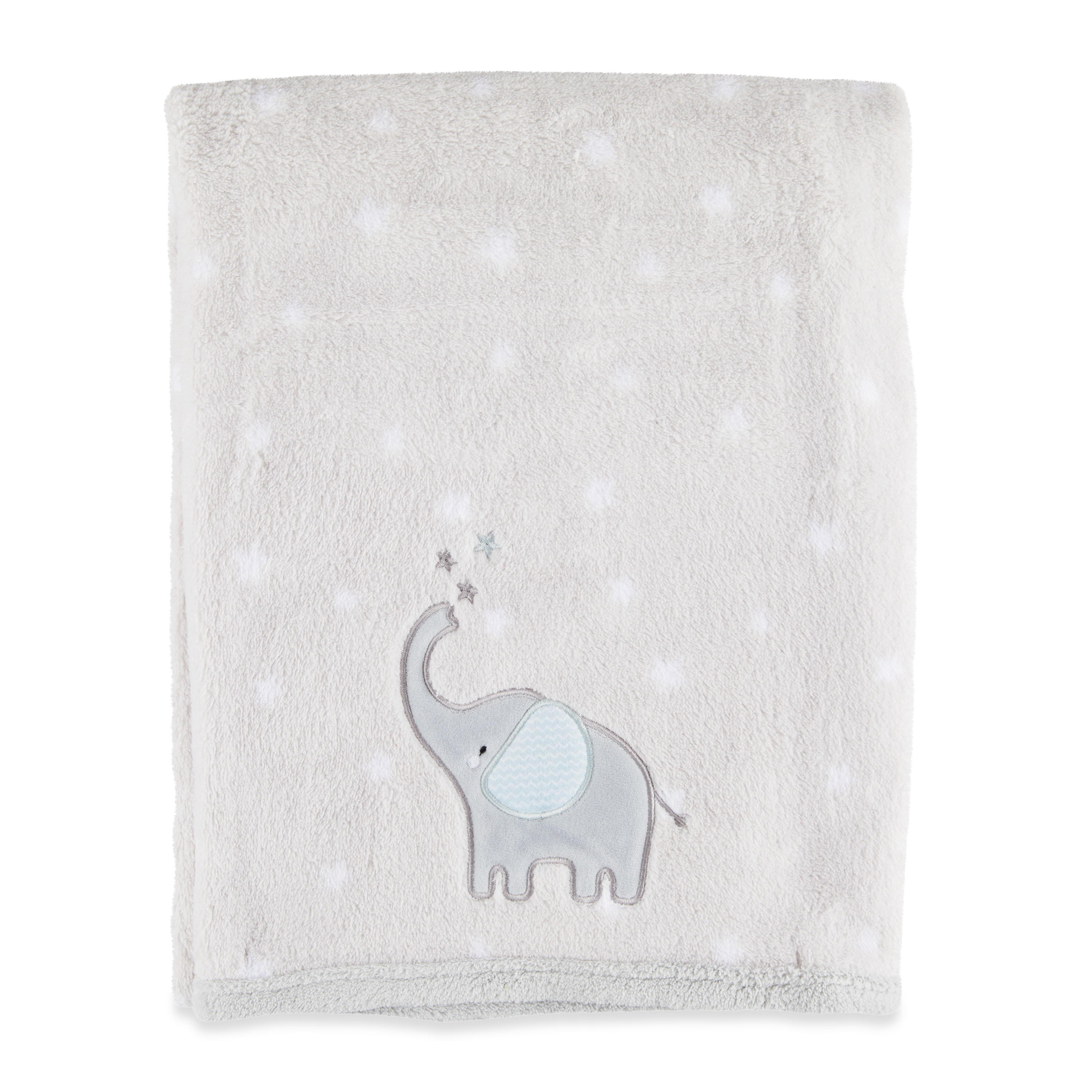 Parents Choice Appliqued Elephant Soft Baby Blanket, Gray and White, Unisex, Infant Parent's Choice