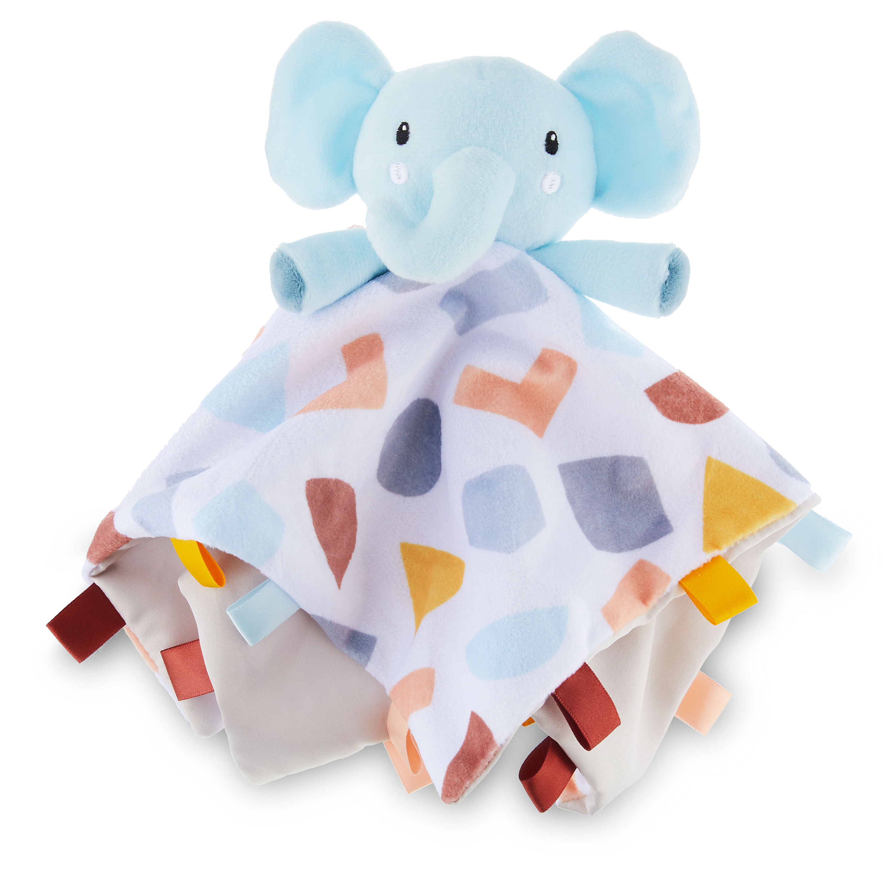 Parent's Choice Plush Blue Elephant Security Blanket with Satin Back and Tags, 12 x 12", Infant Unisex Parent's Choice