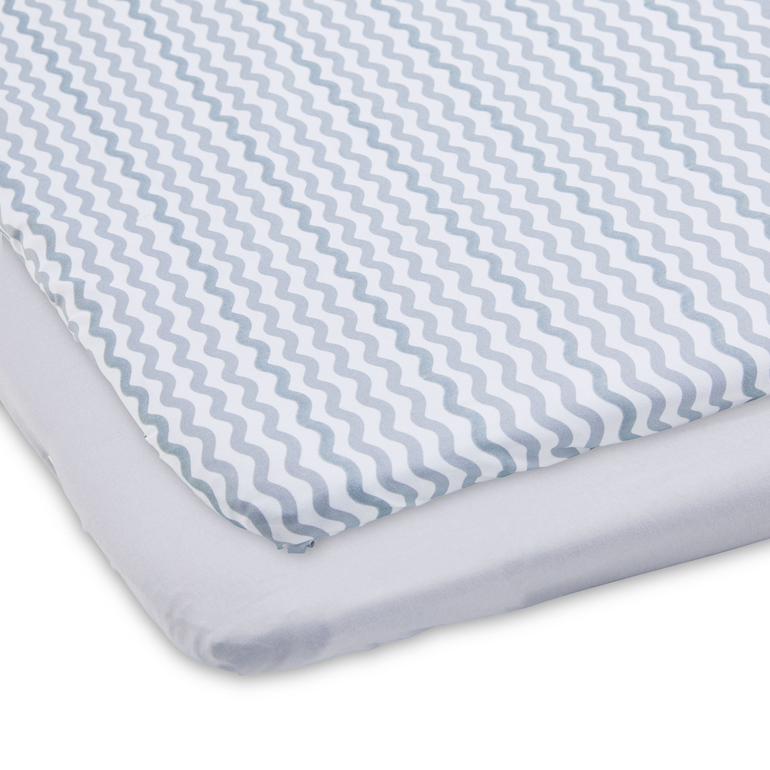 Parent's Choice 100% Microfiber Polyester Playard Sheets for Baby Boys and Girls, Gray Chevron, 2-Pack Parent's Choice