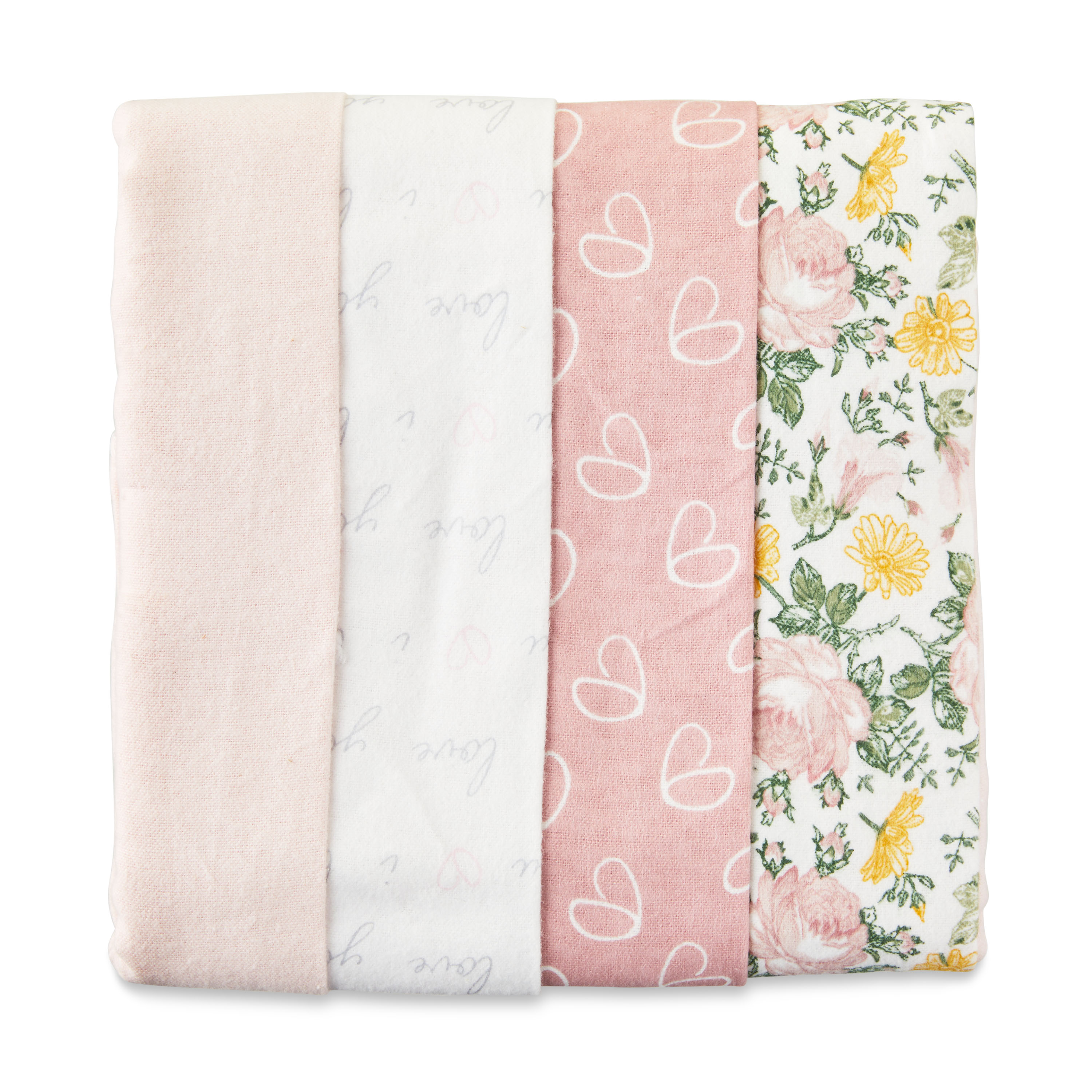 Parent's Choice 4-Piece Cotton Flannel Baby Blankets, 30"x30", Pink Parent's Choice