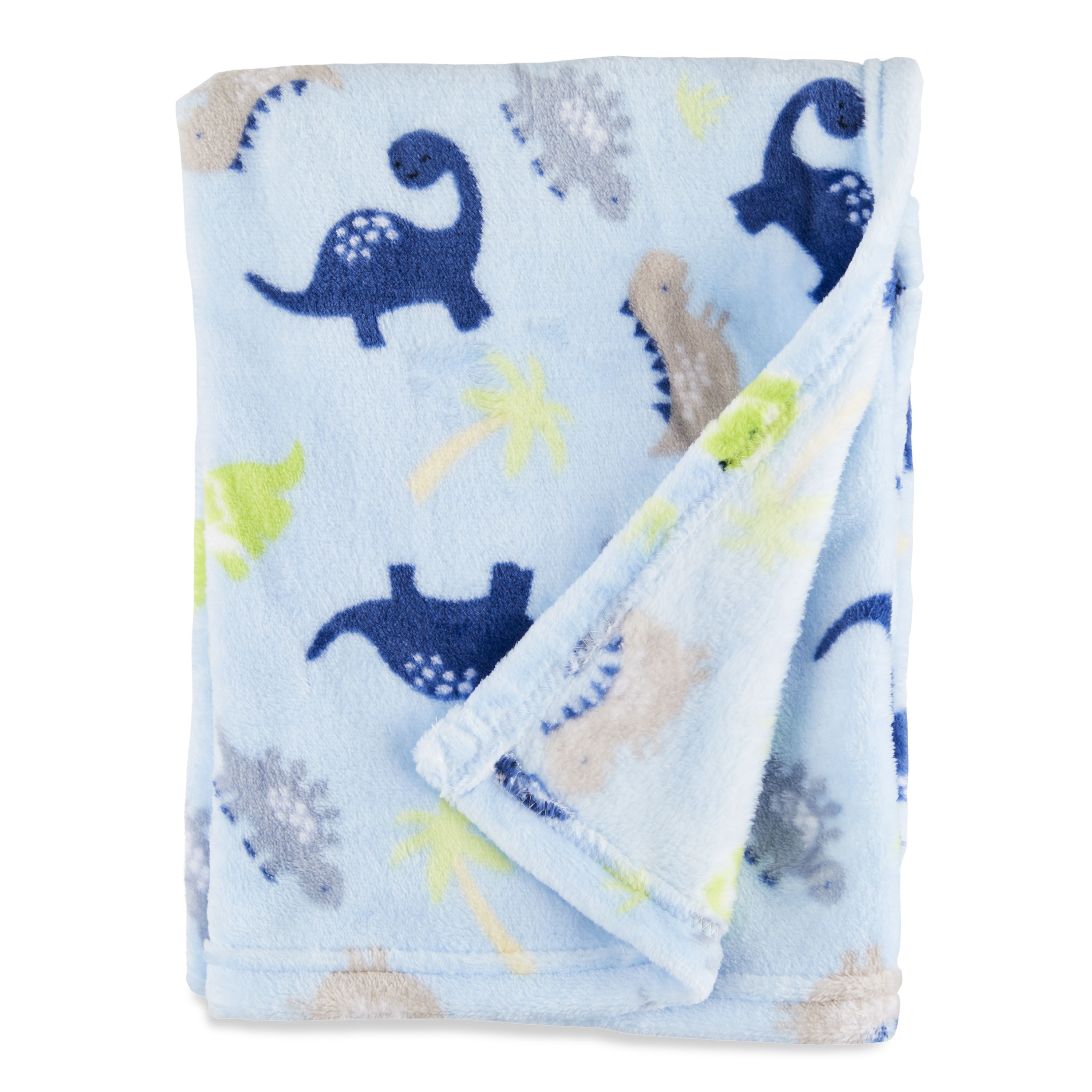 Parent's Choice Blue Dinosaurs Plush Baby Blanket, 30" x 36", Infant Boy Parent's Choice