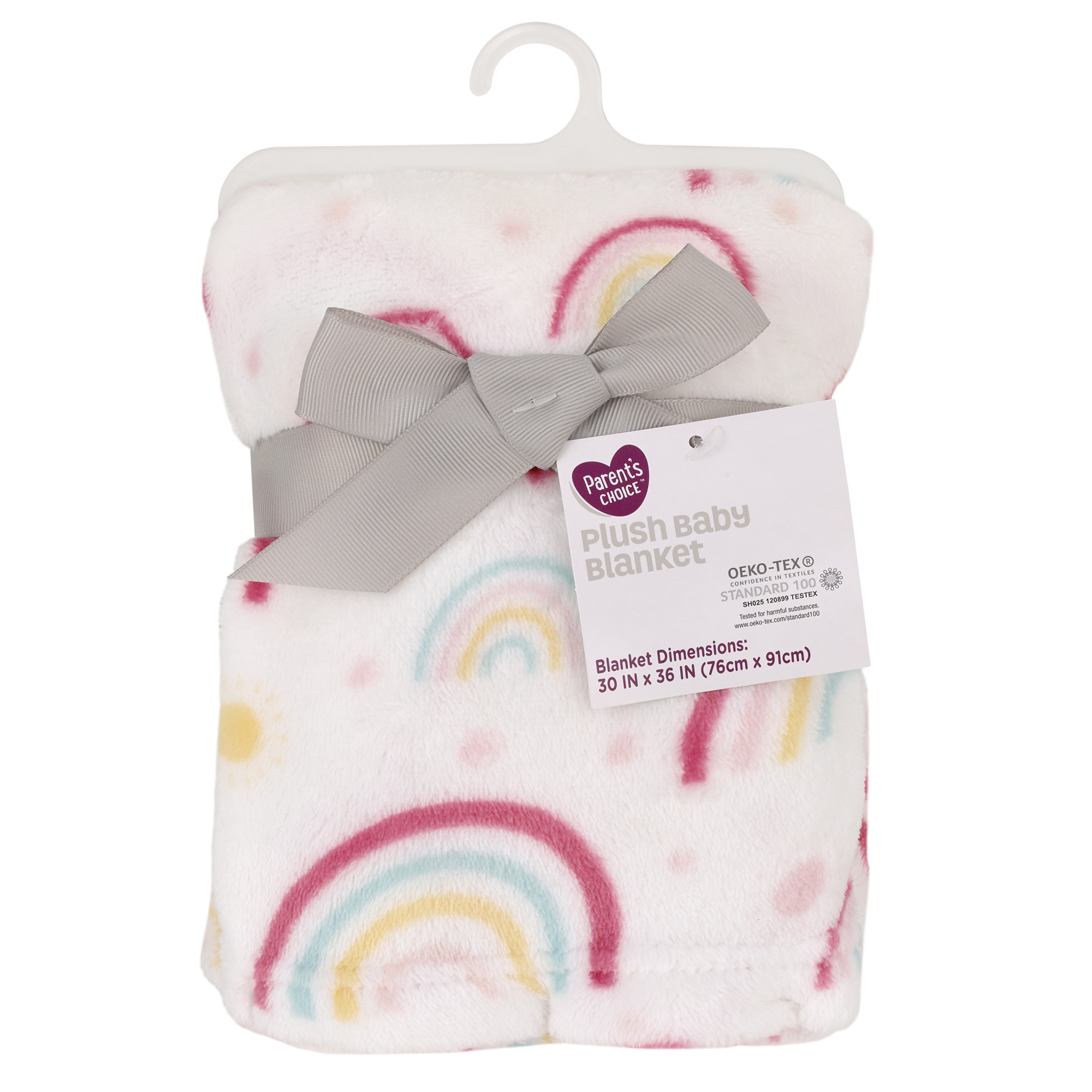 Parent's Choice Plush Baby Blanket, Rainbows, 30" x 36", Pink, Infant Girl Parent's Choice