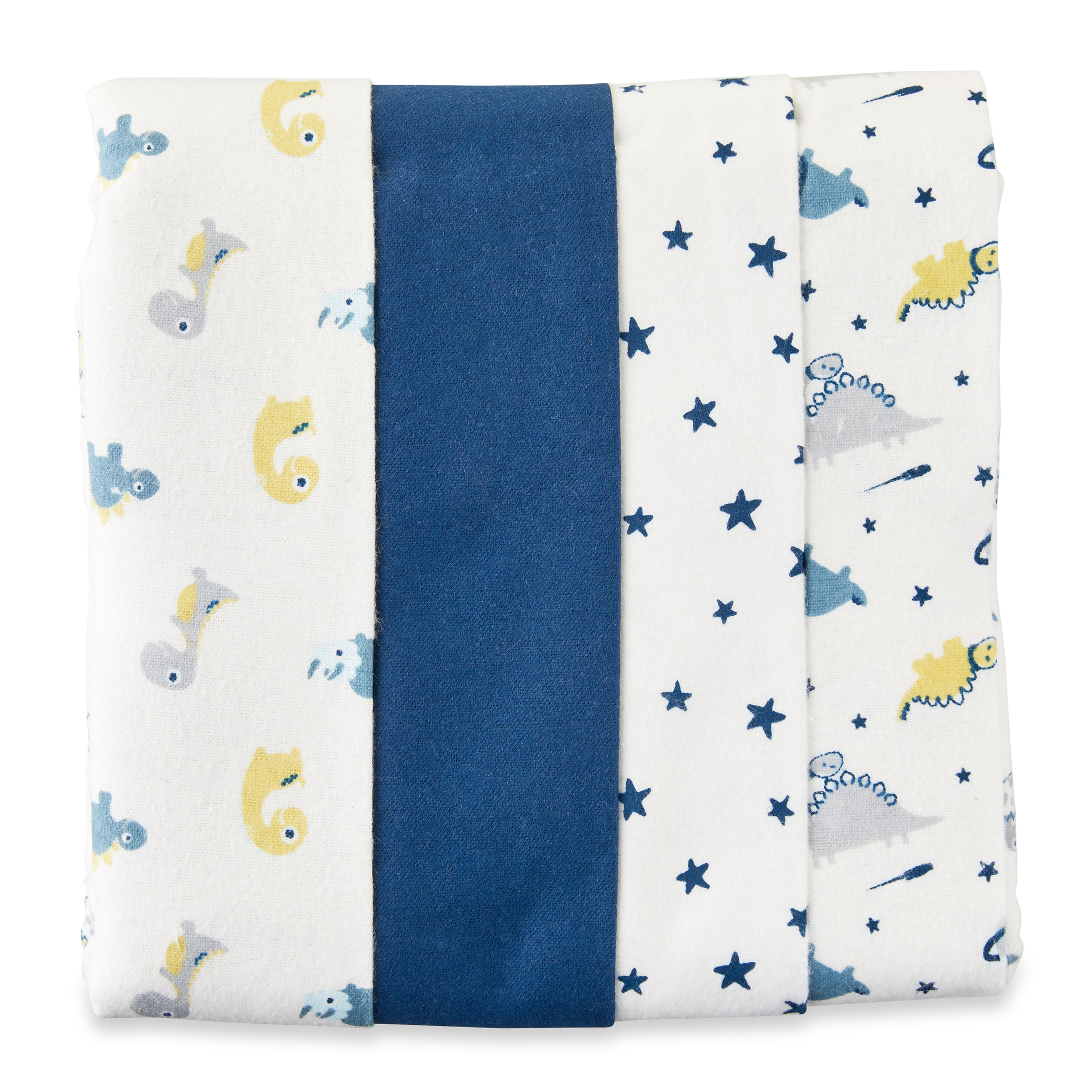 Parent's Choice 4-Piece Cotton Flannel Blankets, 30x30, Blue Parent's Choice