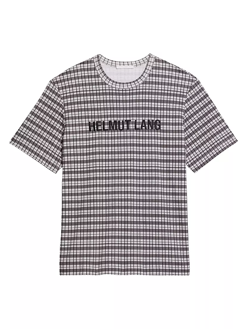 Футболка Helmut Lang с клетчатым принтом и логотипом, 100% хлопок Helmut Lang