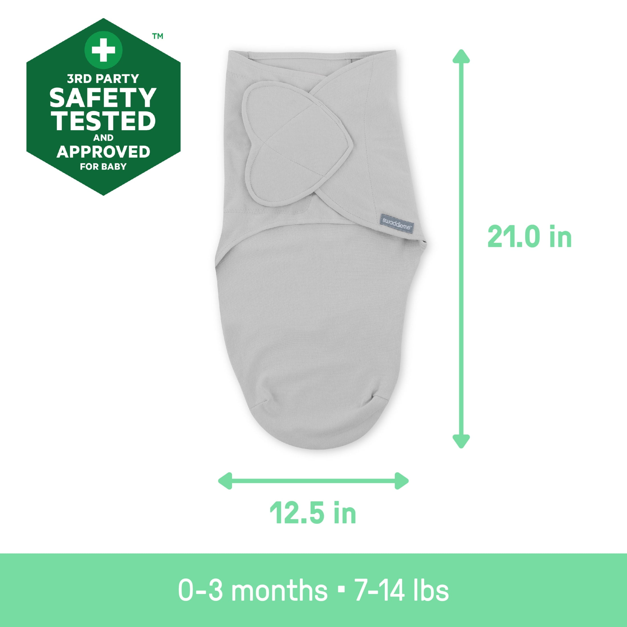 SwaddleMe by Ingenuity Monogram Collection Swaddle, 3-Pack, For Ages 0-3 Months - Born Free Ingenuity