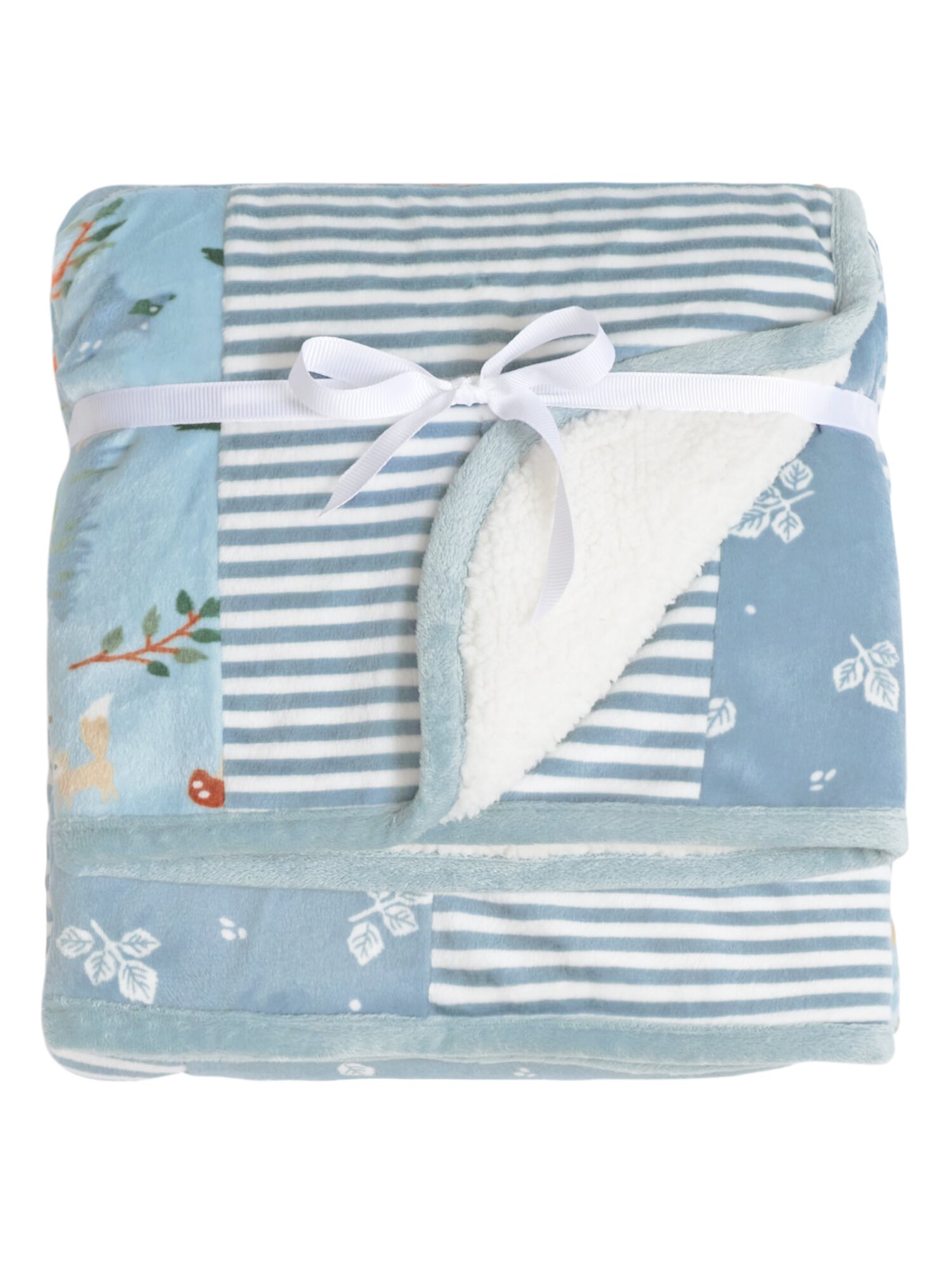 Modern Moments by Gerber Baby & Toddler Boy Patchwork Blanket with Sherpa, Blue Bears Modern Moments