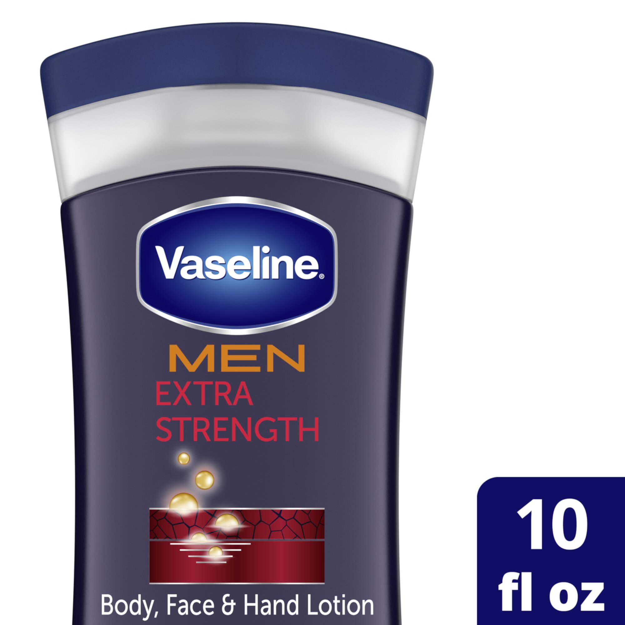 Vaseline Men Extra Strength Non Greasy Face and Body Lotion for Dry Skin, 10 fl oz Vaseline