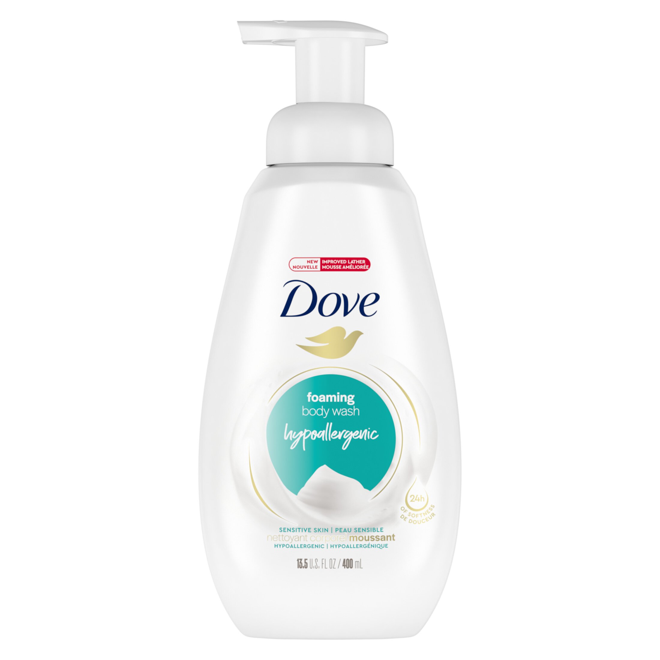 Dove Foaming Long Lasting Hypoallergenic Women's Body Wash for Sensitive Skin, 13.5 fl oz Dove