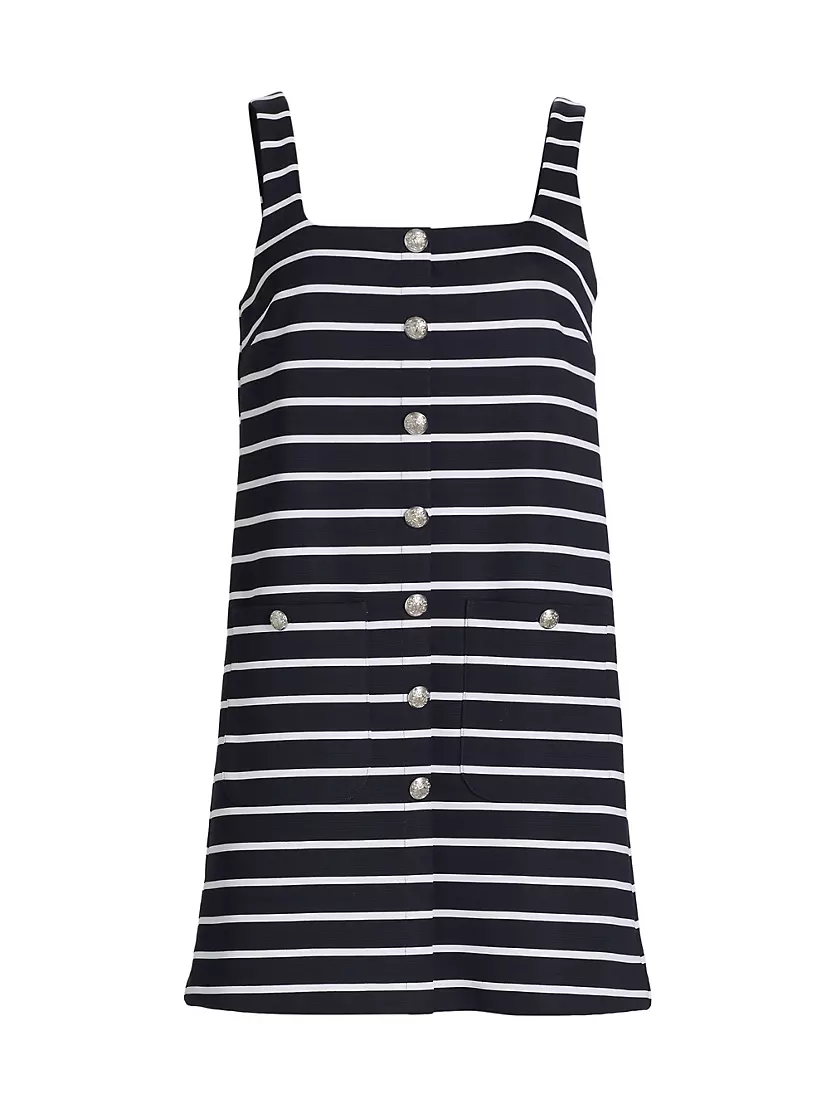 Женское Повседневное платье VERONICA BEARD Tibbie Stripe Jersey Button-Up Minidress VERONICA BEARD