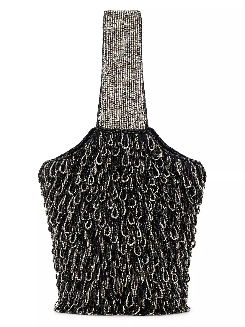 Haruko Leather Beaded Shoulder Bag Staud