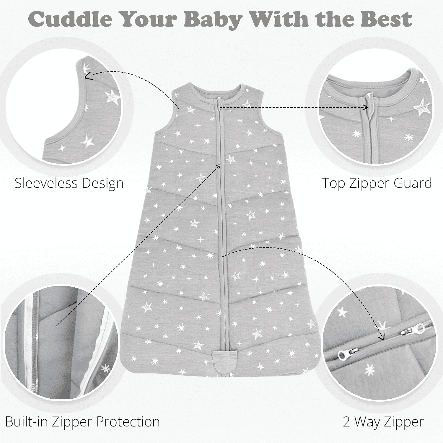 Baby Wearable Blanket 2.5 TOG, Cotton Sleep Sacks for 3-6 Months, 1 Pack Unisex Sleeping Bag Sack, Small Size, 2-Way Zipper Swaddle Transition Sleep Sack Bublo Baby