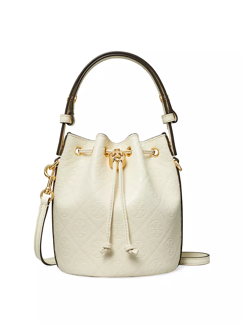 Mini T Monogram Leather Bucket Bag Tory Burch