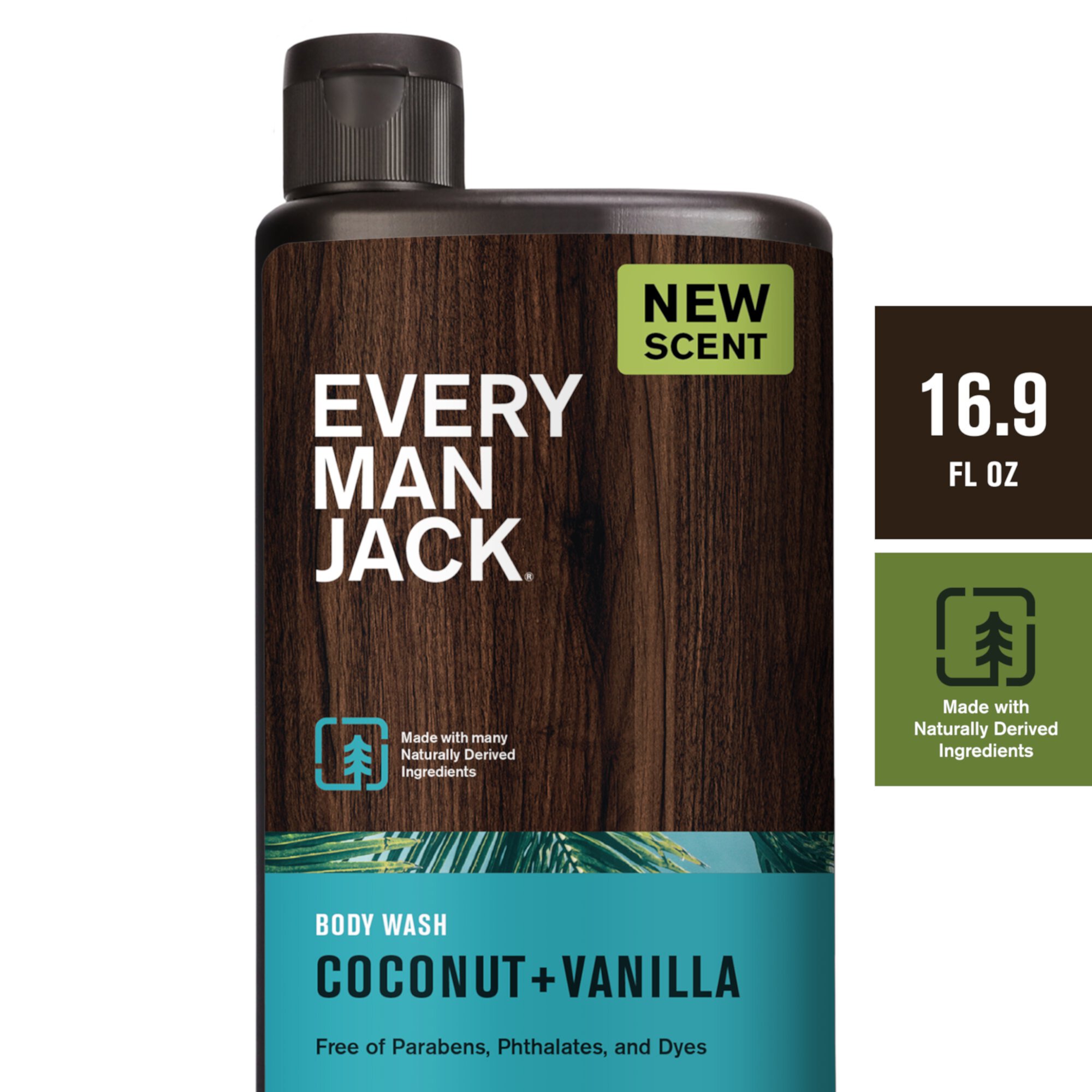 Every Man Jack Coconut + Vanilla Hydrating Body Wash for Men, Naturally Derived, 16.9 oz Every Man Jack