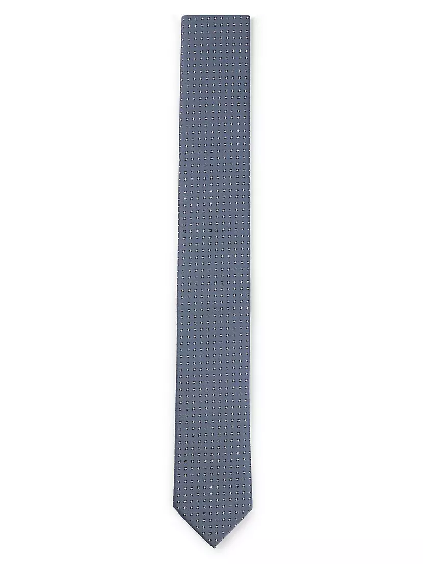 Silk Blend Tie with Jacquard Woven Pattern Boss